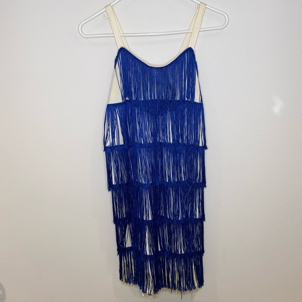 Blue Fringe Flapper Dress Made In USA Halloween Costume Dance The Big Bang‎